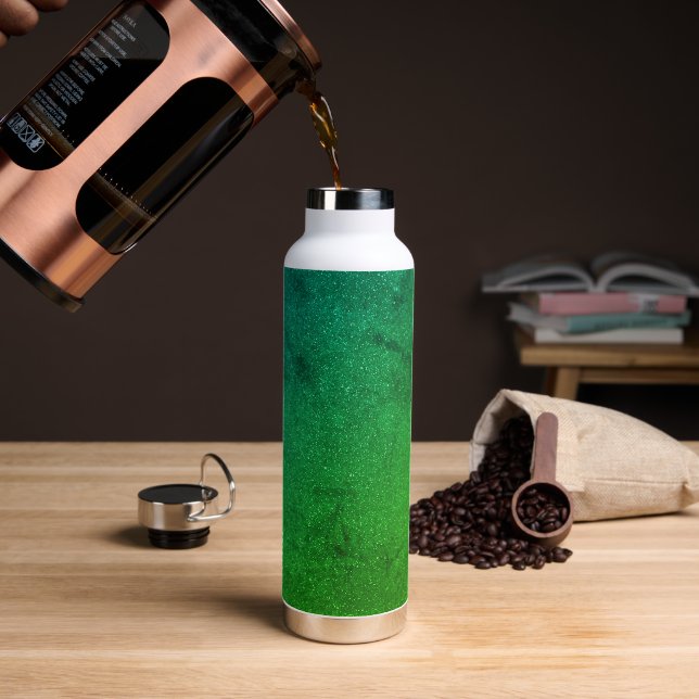 Emerald Gradient Water Bottle – Noise Texture (Coffee)