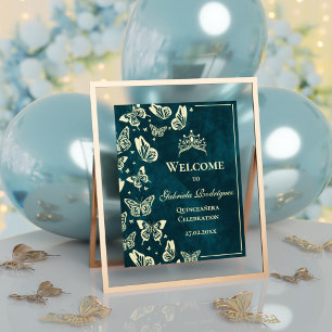 Emerald Green 15th Birthday Quinceañera Welcome Poster