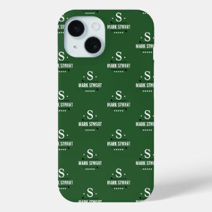 Emerald Green 1-initial Golfer Monogram allover iPhone 15 Case