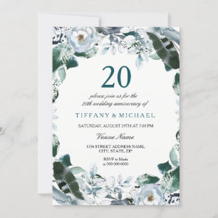Emerald Green 20th Wedding Anniversary Invite