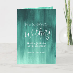 Emerald green abstract art wedding programme