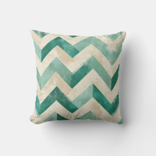 Emerald Green Abstract Chevron Watercolor Cushion