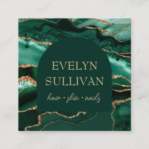 Emerald green agate and arch business card