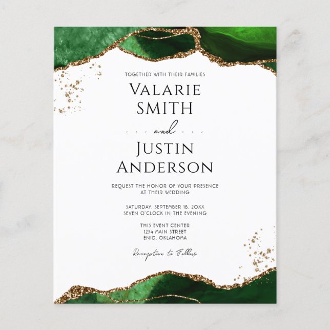 Emerald Green Agate Budget Wedding (Front)