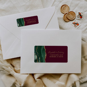 Emerald Green Agate Burgundy Return Address