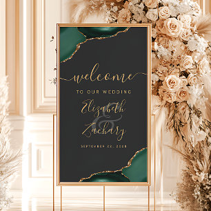 Emerald Green Agate Corners 32x48 Wedding Welcome Poster