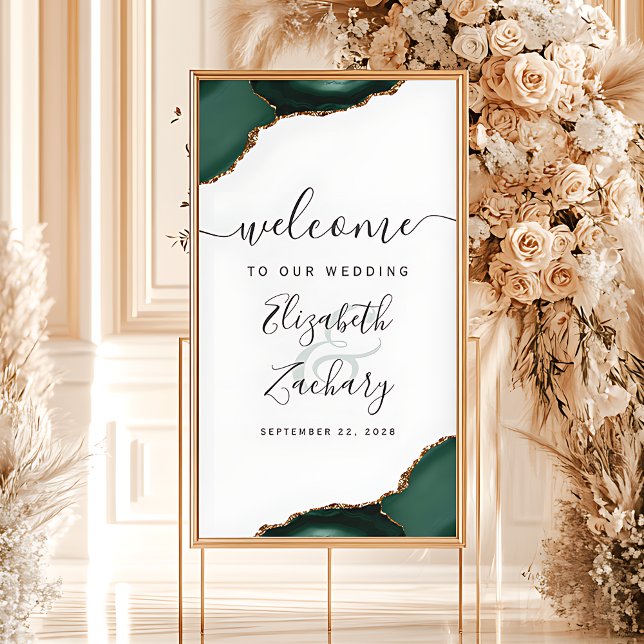 Emerald Green Agate Corners 32x48 Wedding Welcome Poster (Creator Uploaded)