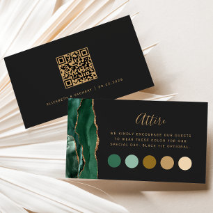 Emerald Green Agate Dark Wedding Attire Dress Code Enclosure Card