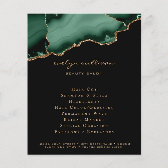 emerald green agate flyer (Front)