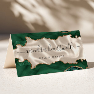Emerald Green Agate Gold Glitter Ivory Luxury Business Card