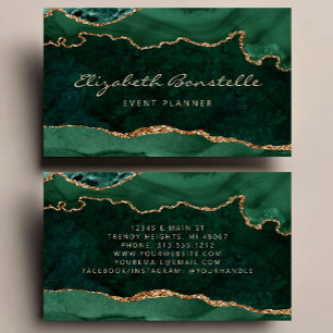 Emerald Green Agate Gold Glitter Luxury Business Card