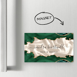 Emerald Green Agate Gold Glitter Luxury Magnetic Business Card