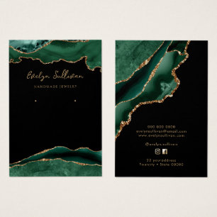 emerald green agate jewellery display card