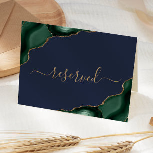Emerald Green Agate Navy Reserved Wedding Place Card