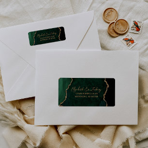 Emerald Green Agate Script Wedding Return Address