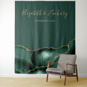 Emerald Green Agate Wedding Photo Booth Tapestry