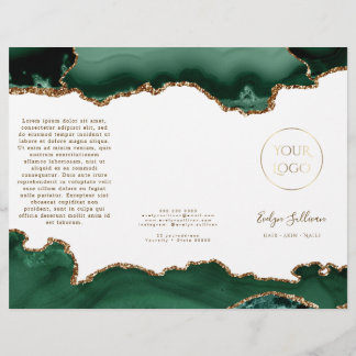 emerald green agate white background brochure