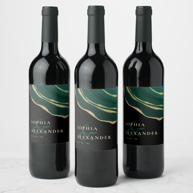 Emerald green agate  wine label (Bottles)