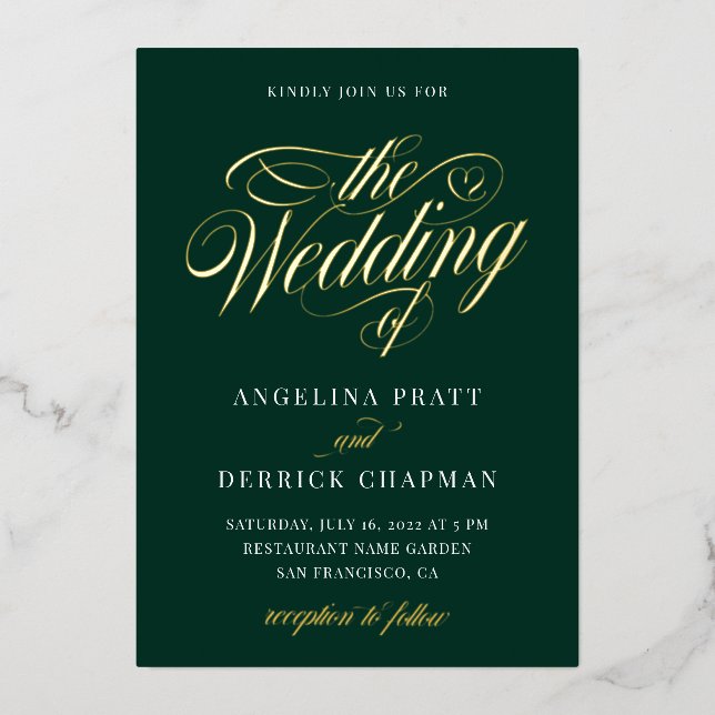  Emerald Green All in One Calligraphy Wedding Gold (Front)