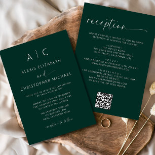 Emerald Green All In One Wedding QR Code Invitation
