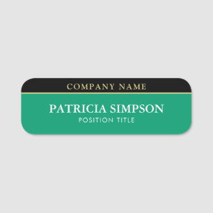 Emerald Green and Black Sharp Contrast Name Tag