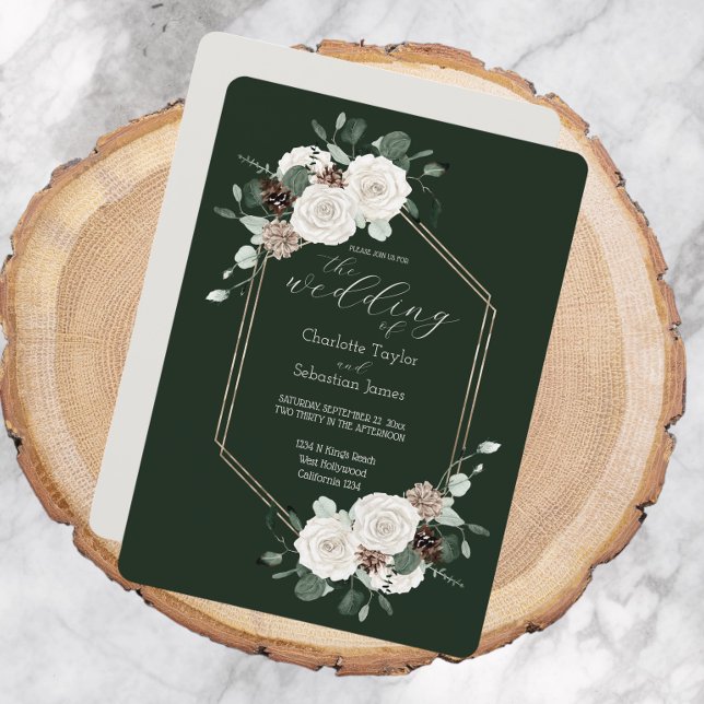 Emerald Green And Cream Flowers Wedding Invitation (Emerald Green And Cream Flowers Wedding Invitations from Ricaso. A traditional style elegant wedding)