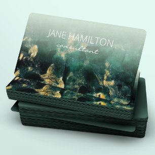 Emerald Green and Gold Abstract Business Card
