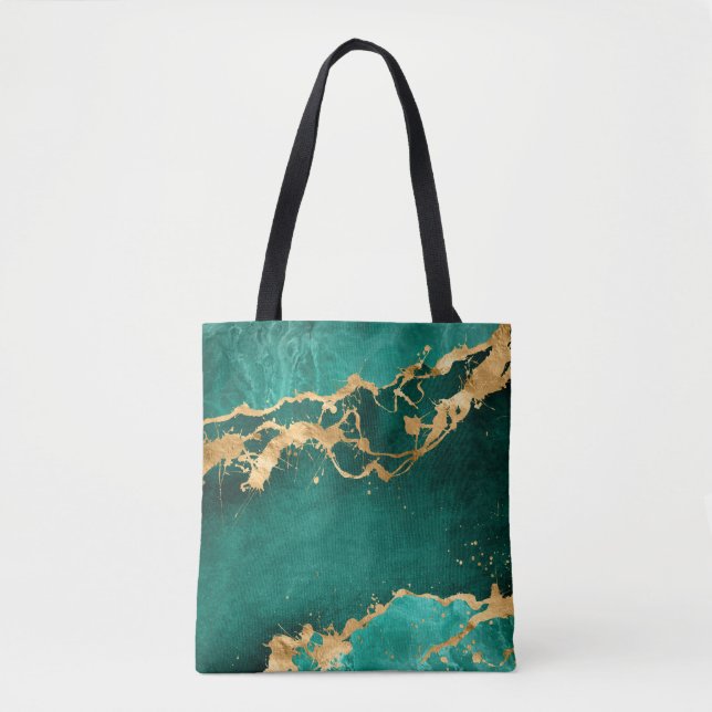 Emerald Green and Gold abstract Tote Bag (Front)