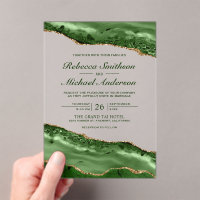 Emerald Green and Gold Agate Marble Wedding