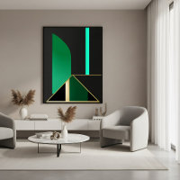 Emerald Green and Gold Art Deco Geometric Abstract