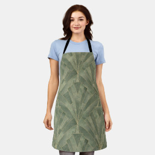 Emerald Green and Gold Art Deco Pattern Apron
