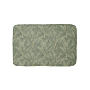 Emerald Green and Gold Art Deco Pattern Bath Mat