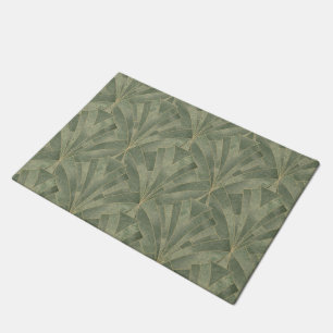 Emerald Green and Gold Art Deco Pattern Doormat