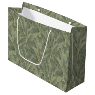 Emerald Green and Gold Art Deco Pattern Large Gift Bag