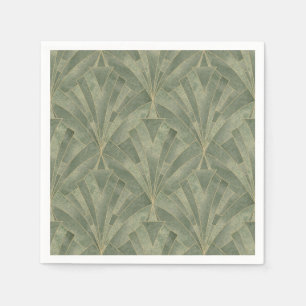 Emerald Green and Gold Art Deco Pattern Napkin
