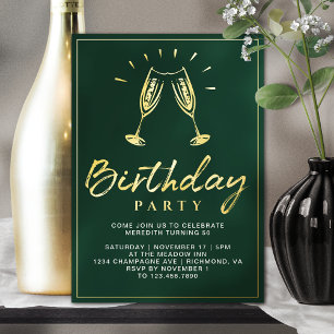 Emerald Green and Gold Champagne Birthday Party