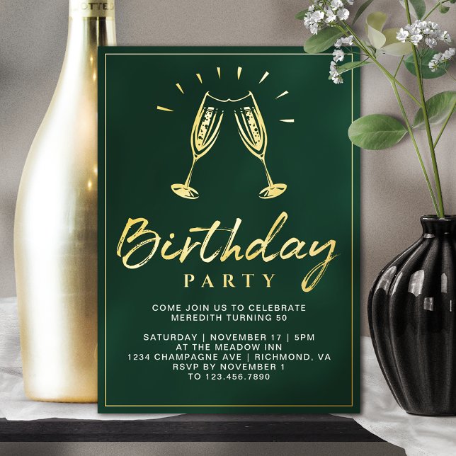Emerald Green and Gold Champagne Birthday Party (Creator Uploaded)