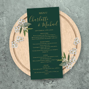 Emerald Green And Gold Elegant Script Wedding Menu