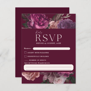 Emerald Green and gold Floral Wedding RSVP Card