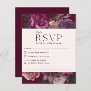 Emerald Green and gold Floral Wedding RSVP Card