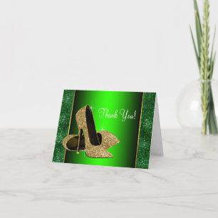 Emerald Green and Gold High Heel Shoes Thank You Card