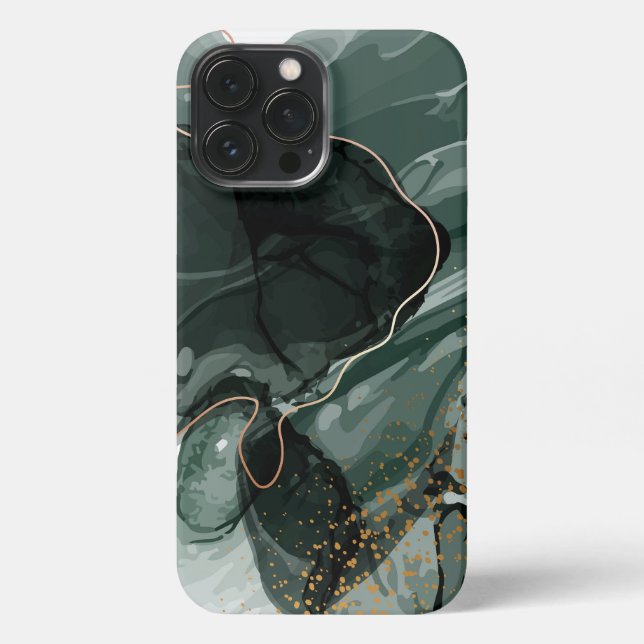 Emerald Green and Gold Marble, Marble Background iPhone Case (Back)