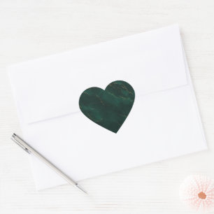 Emerald Green and Gold Marble Texture Luxury Heart Sticker
