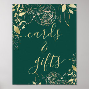 Emerald Green and Gold Modern Floral Cards & Gifts Poster