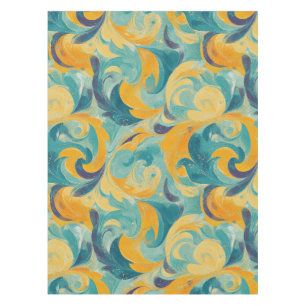 Emerald Green and Gold Paisley-Inspired Abstract Tablecloth