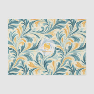 Emerald Green and Gold Paisley Leaf Pattern Tissue Paper