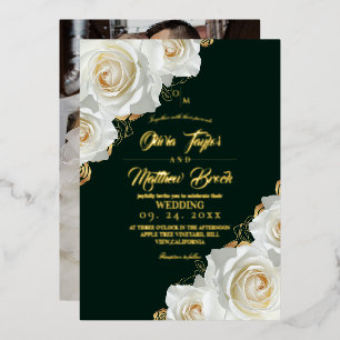 Emerald Green and Gold Roses Floral Wedding