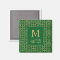 Emerald Green and Gold Seamless Damask Pattern