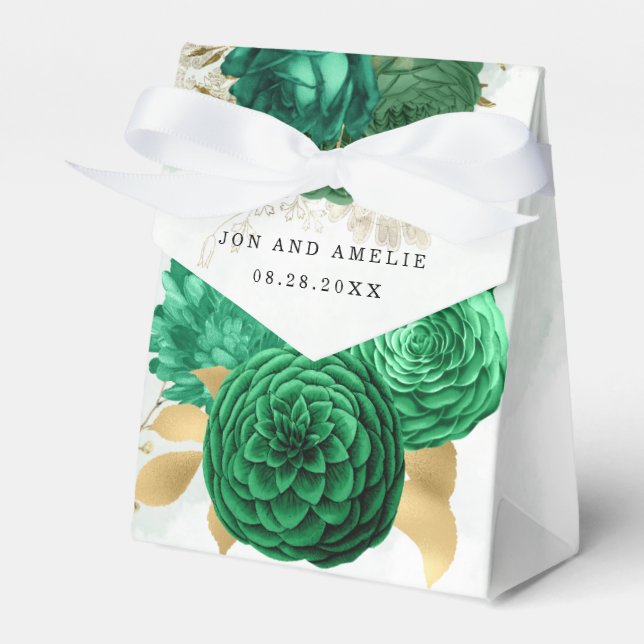 Emerald Green and Gold Shiny  Favour Box (Front Side)