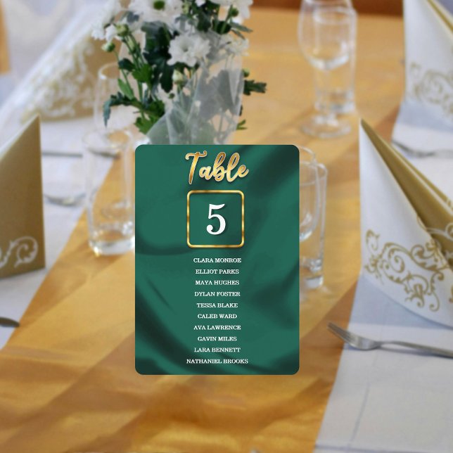 Emerald Green and Gold Table Number Seating List  (Creator Uploaded)